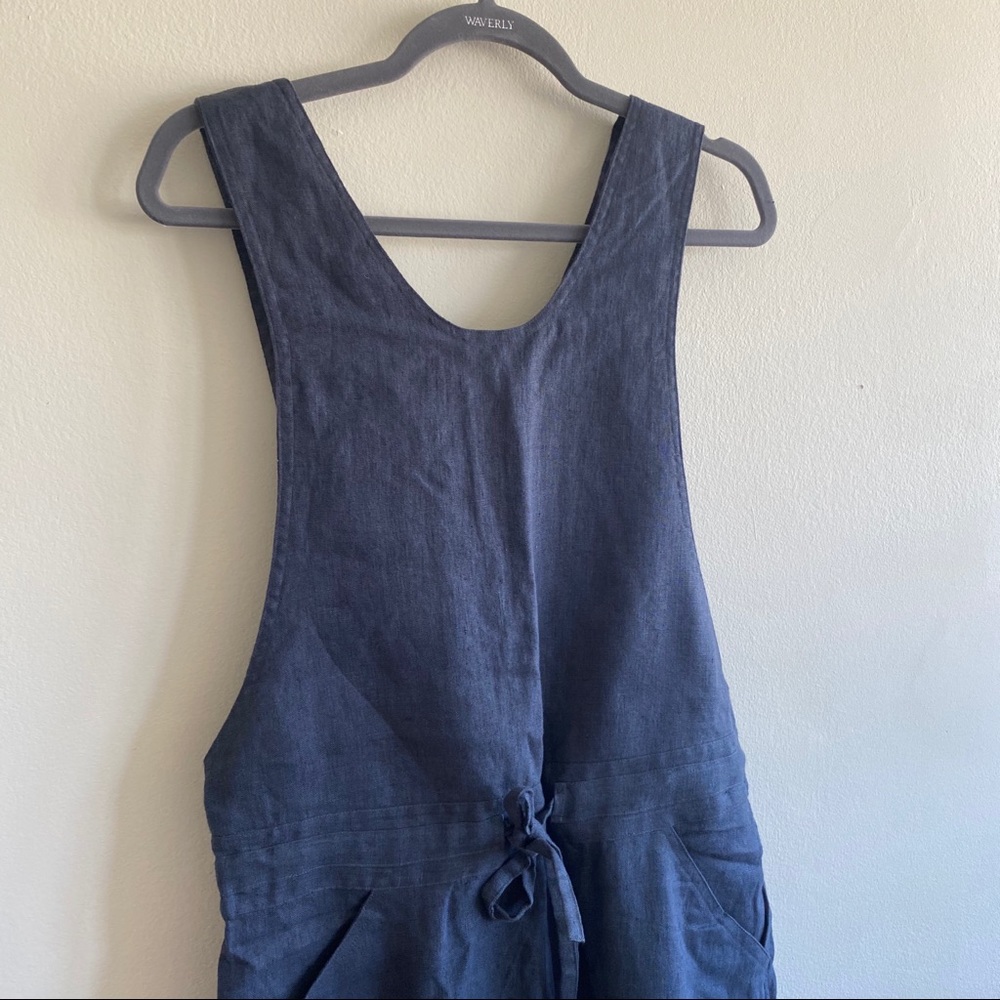 Not Perfect Linen Navy Jumpsuit Sz Small - Picture 3 of 7